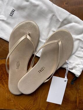 TKEES Women’s Metallic Beige Flip Flop Sandals